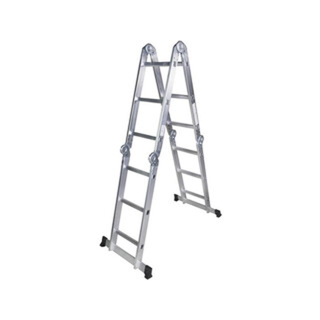 Bisonte vierdelige gelede multifunctionele ladder 12 graden | Aluminium