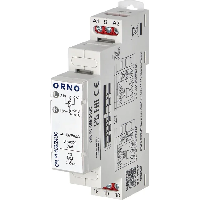 Бістабільне монтажне реле Orno 24 VAC/DC, 16A