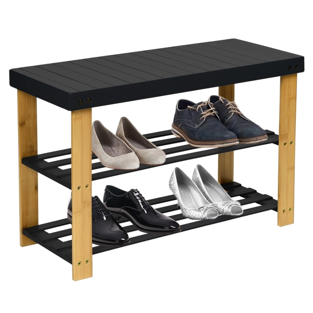 Black bamboo bench with MILOS shoe shelves