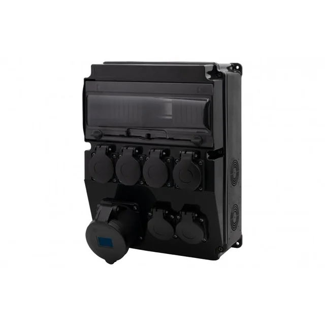 Black CAJA 12M SCENIC switchgear - straight sockets 16A/3P, 6x230V F3.2906