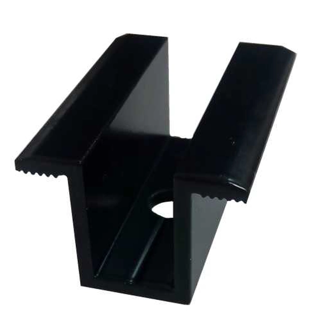 BLACK Center clamp for mounting 30mm PV panels + screw + square nut
