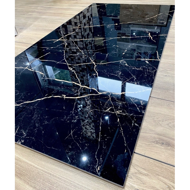 Black marble POLISH gold vein gres 120x60 SHINE