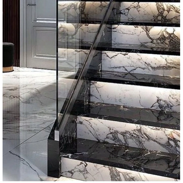 BLACK MARBLE stair tiles 100x30 GLOSS