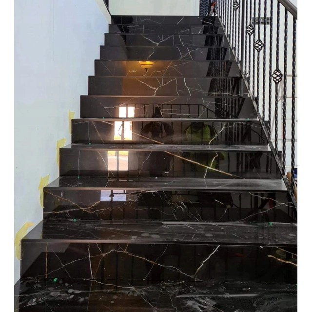 Black marble tiles for stairs 100x30 GLOSS
