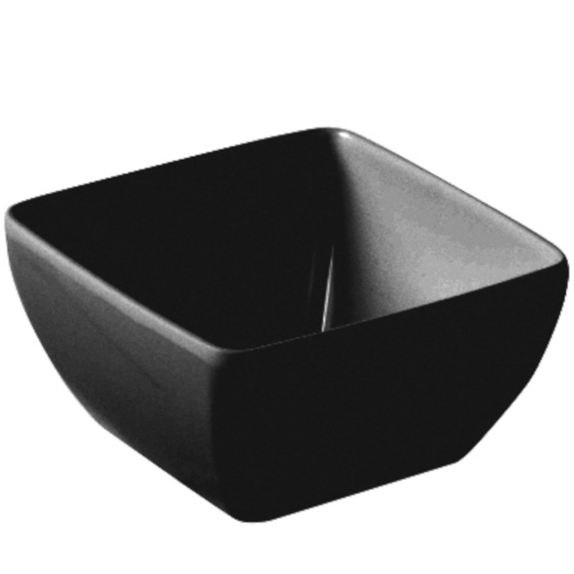 Black melamine square food bowl 190 x 190 x 90 mm - Hendi 566206