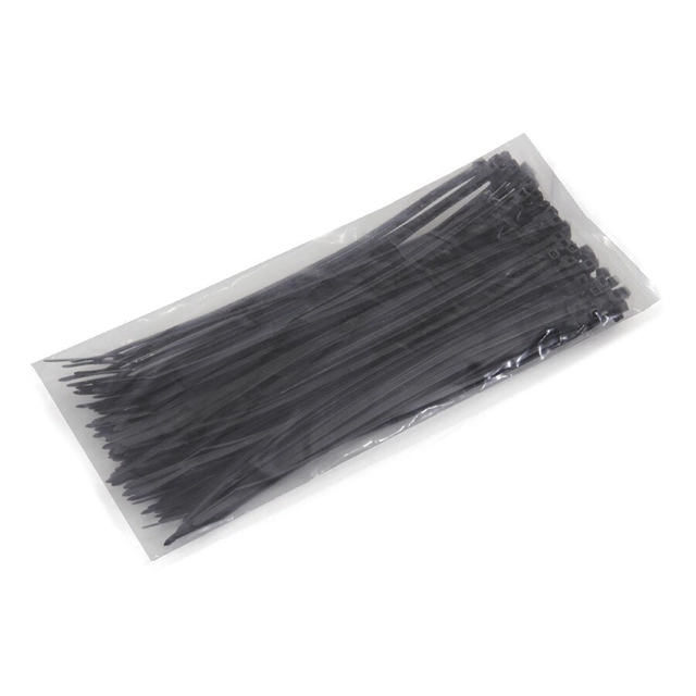 Black plastic cable tie - length 20 cm and width 0.25 cm - 100 pcs