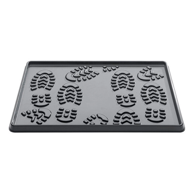Black plastic drip tray for shoes - length 35 cm, width 49 cm and height 2 cm