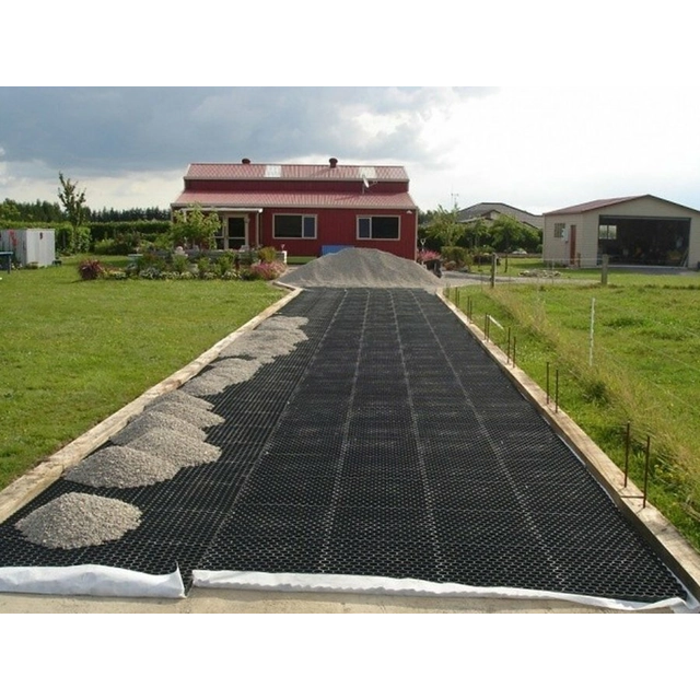 Black plastic grass paving STELLA PADD - length 57 cm, width 38 cm and height 4 cm