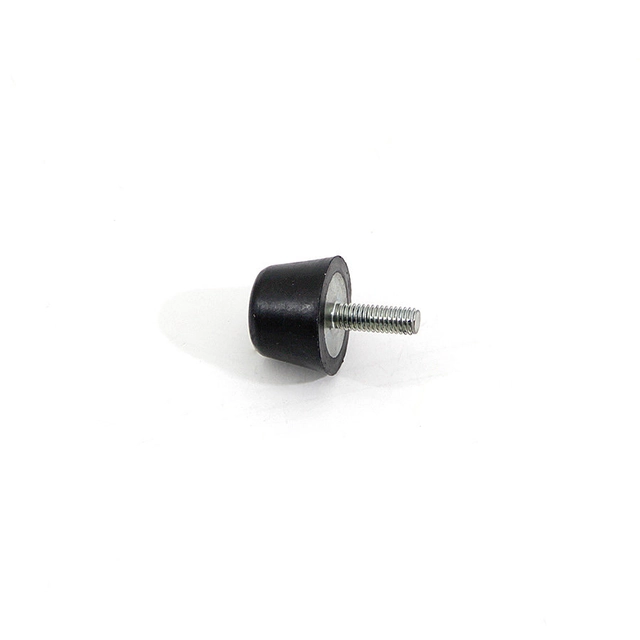 Black truncated cone-shaped rubber stop with FLOMA screw - diameter 2.5 cm and height 1.7 cm