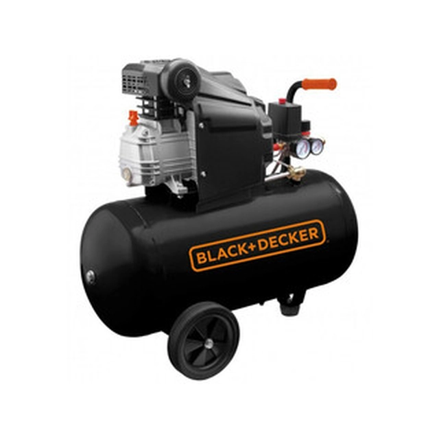 Black+Decker BD205/50 elektrický pístový kompresor Nasávaný vzduch: 205 l/min | 50 l | 8 bar | Mazané olejem | 230 V