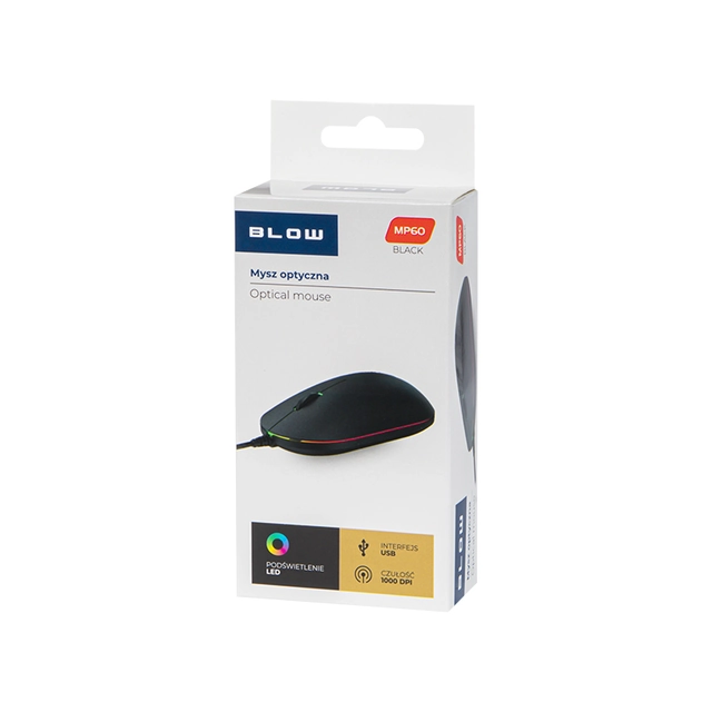 BLÅS MP-60 USB optisk mus, svart