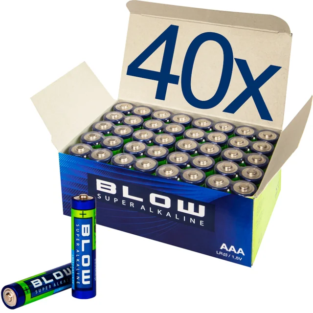 BLÅS SUPERALKALINE AAA batteri LR3 40 St