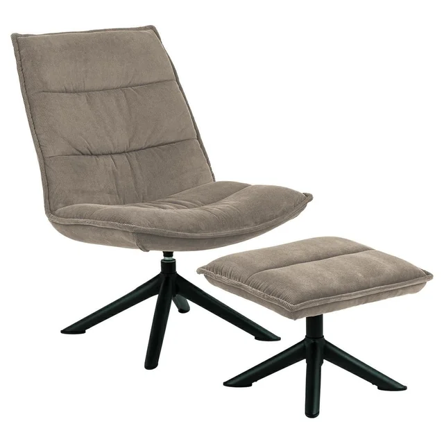 Blizzard beige armchair with footrest