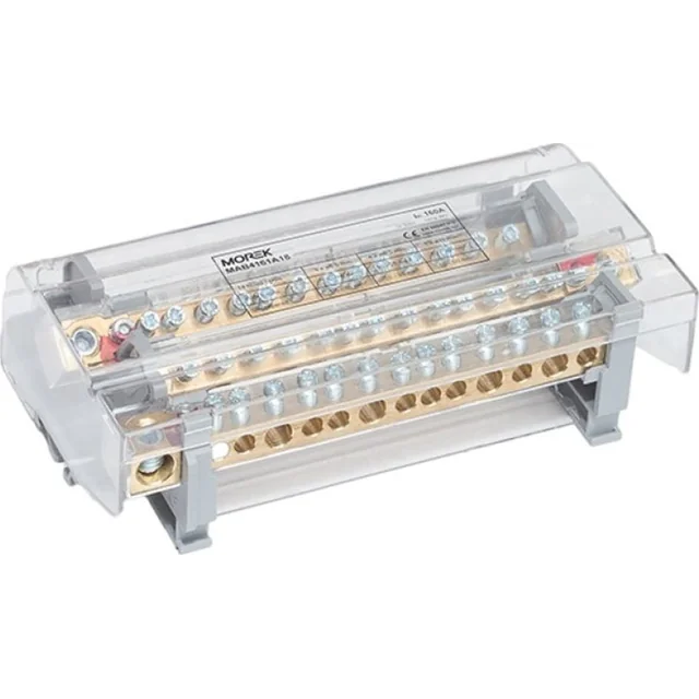 Bloc de distribuție și distribuție MOREK MOBLOCK 4-polowy 160A-14, 1 x 50 mm2 + 4 x 35 mm2 + 9 x %p9/ % mm2 TS35 MAB4161A18