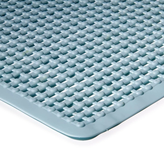 Blue non-slip bathroom bath mat FLOMA - length 75 cm and width 35 cm