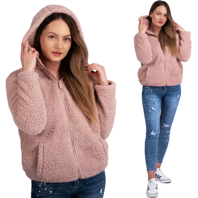 Bluza Damska Sherpa z kapturem Dirty Pink S