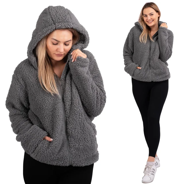 Bluza Damska Sherpa z kapturem Grey L