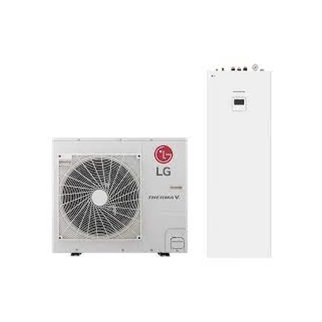 BOMBA DE CALOR AIRE-AGUA LG THERMA V, SPLIT IWT, 7 KW Ø1 CON CALENTADOR DE AGUA 200 L INTEGRADO