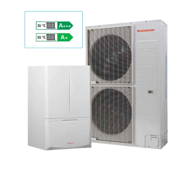 Bomba de calor híbrida ar-água R32 Immergas Magis Combo 14 V2 Plus - 14 kW, apenas aquecimento, central térmica 32 kW, monofásica