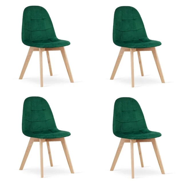 BORA stol - mörkgrön sammet x 4