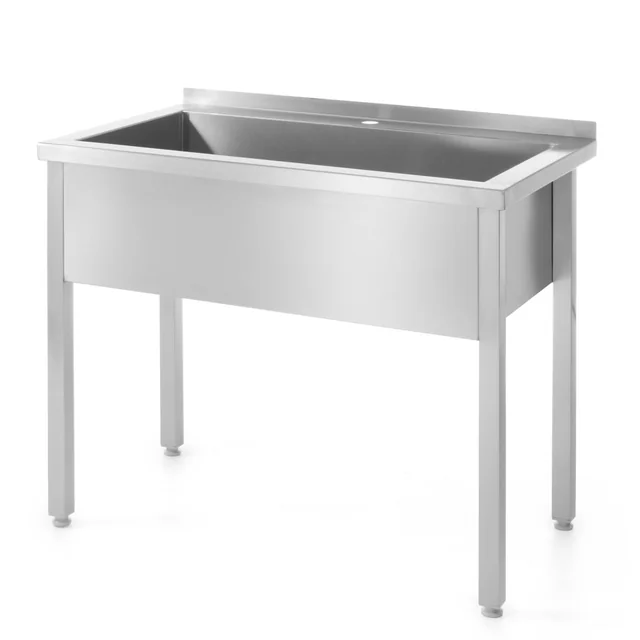 Bord med pool med enkeltskålsvask, stål, til køkkenet 80x60cm - Hendi 811825