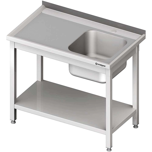 Bord med vask 1-kom.(P), med hylde 1600x600x850 mm svejset