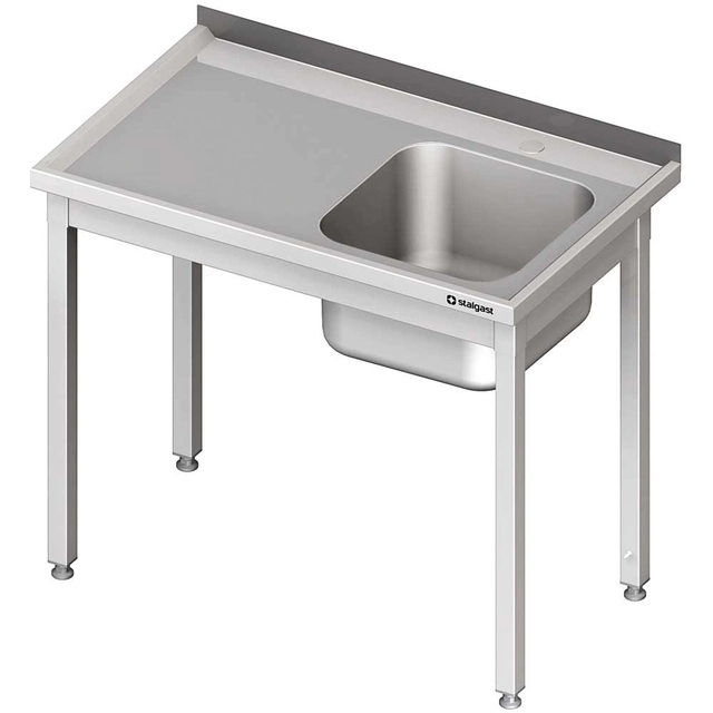 Bord med vask 1-kom.(P),uden hylde 700x600x850 mm skruet
