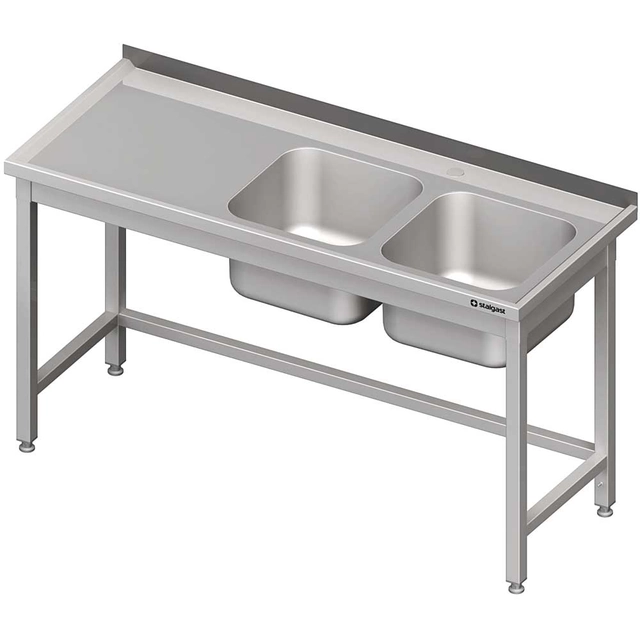 Bord med vask 2-kom.(P),bez hylder 1600x600x850 mm