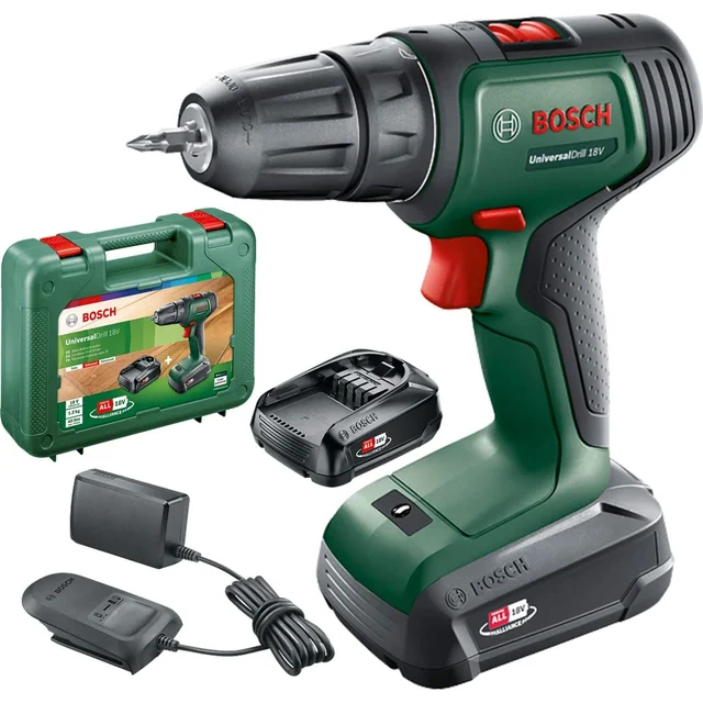 Бормашина/винтоверт Bosch UniversalDrill 18 V 2 x батерия 1.5 Ah (06039D4002)