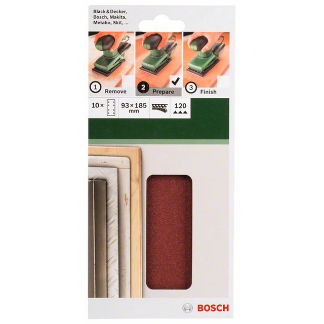 BOSCH 10-częściowy set de hârtie de șlefuit pentru șlefuitoare orbitale K -120