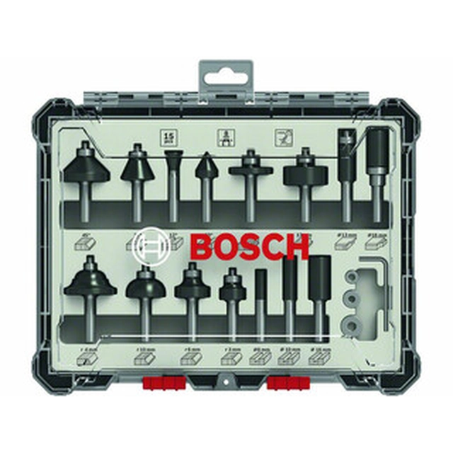 Bosch 15 daļa 8 mm frēzes nažu komplekts