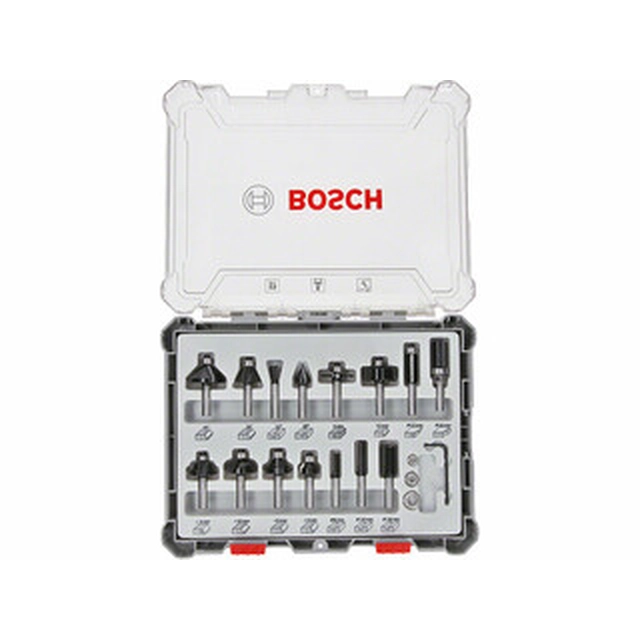 Bosch 15 dalies viršutinių frezavimo peilių komplektas