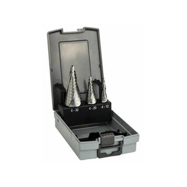 Bosch 3 part HSS step drill set (4-12/4-20/6-30 mm)