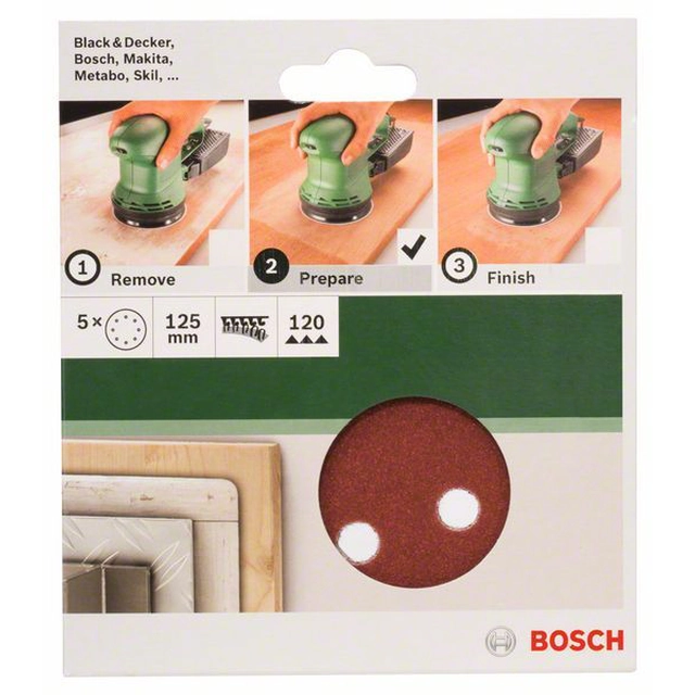 BOSCH 5-częściowy jeu de papiers abrasifs pour ponceuses excentriques K -120