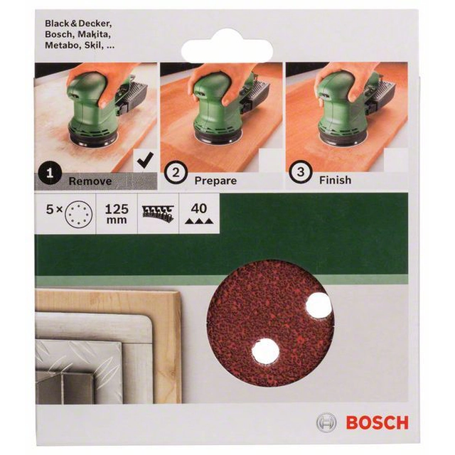 BOSCH 5-częściowy jeu de papiers abrasifs pour ponceuses excentriques K -40