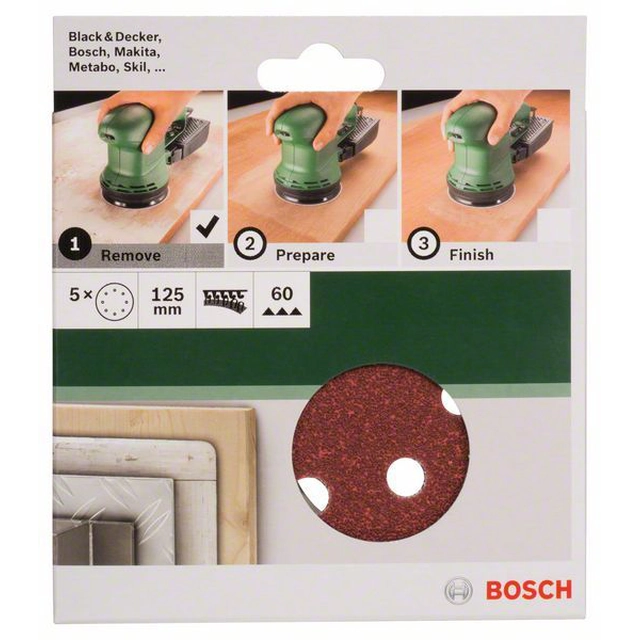 BOSCH 5-częściowy jeu de papiers abrasifs pour ponceuses excentriques K -60