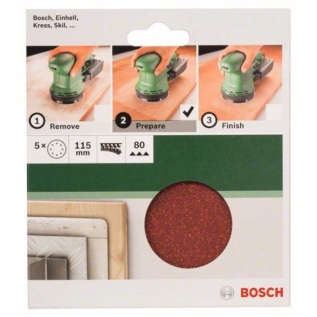 BOSCH 5-częściowy jeu de papiers abrasifs pour ponceuses excentriques K -80