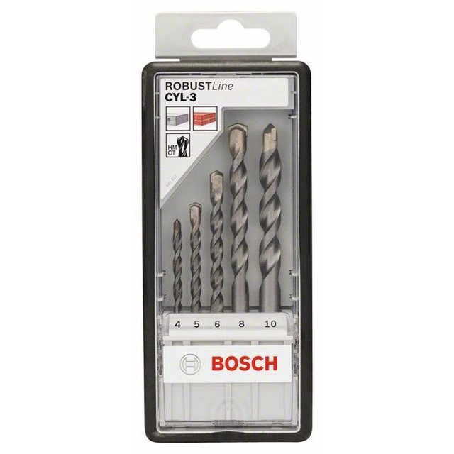 BOSCH 5-częściowy Juego de brocas para hormigón Robust Line CYL-3 4- 5- 6- 8- 10 milímetro