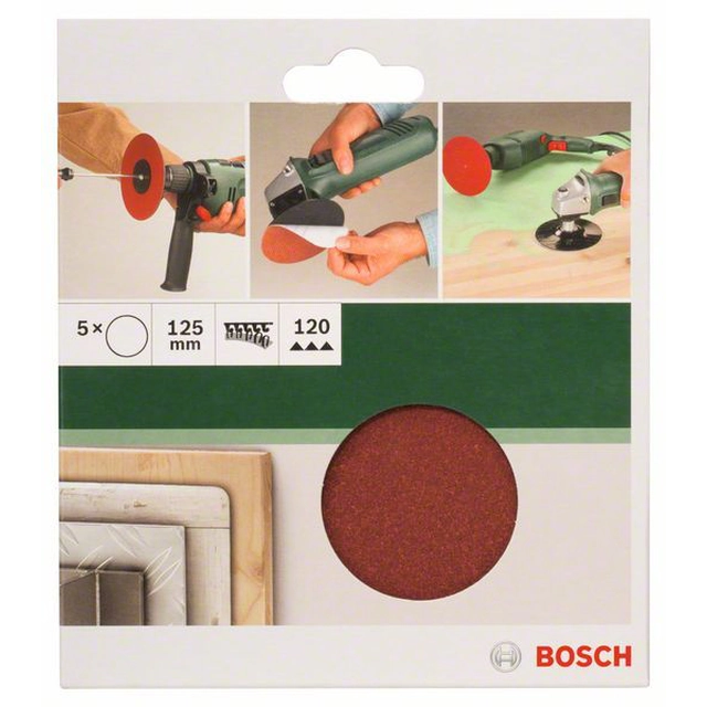 BOSCH 5-częściowy sarja hiomalevyjä kulmahiomakoneille ja porakoneille D -125 mm-K -120, 5 kpl