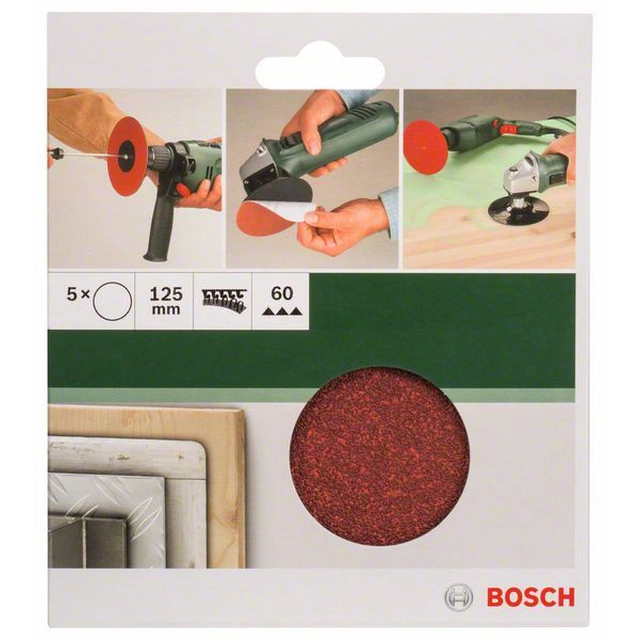 BOSCH 5-częściowy set brusnih listova za kutne brusilice i bušilice D -125 mm-K-60, 5 kom.