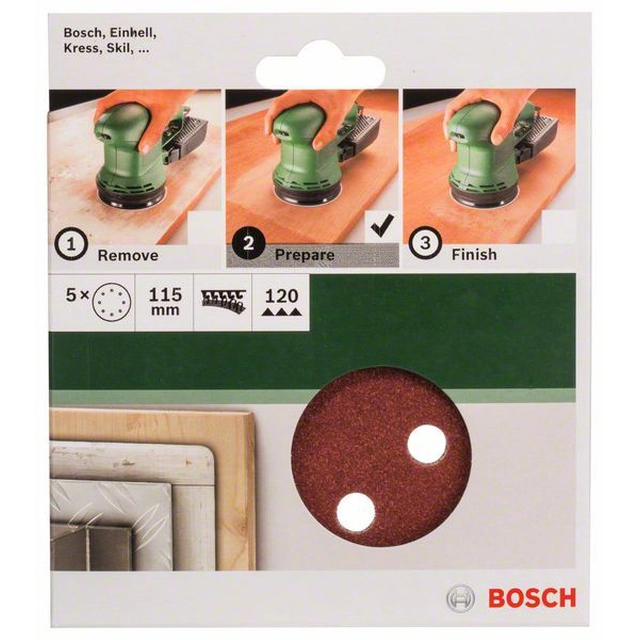 BOSCH 5-częściowy set de hârtie de șlefuit pentru șlefuitoare excentrice K -120