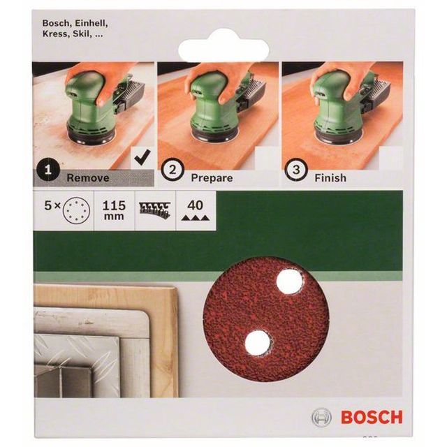BOSCH 5-częściowy set di carte abrasive per levigatrici eccentriche K -40