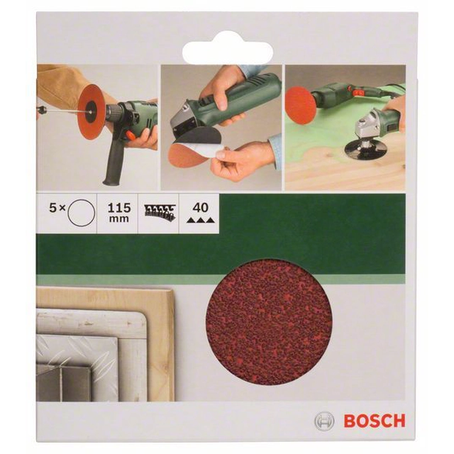 BOSCH 5-częściowy σετ φύλλων λείανσης για γωνιακούς μύλους D -115 mm-K-40, 5 τεμ.