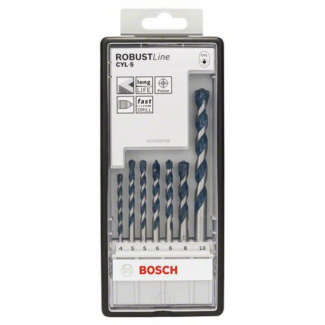 BOSCH 7-częściowy Juego de brocas para hormigón Robust Line CYL-5 4- 5- 5- 6- 6- 8- 10 milímetro