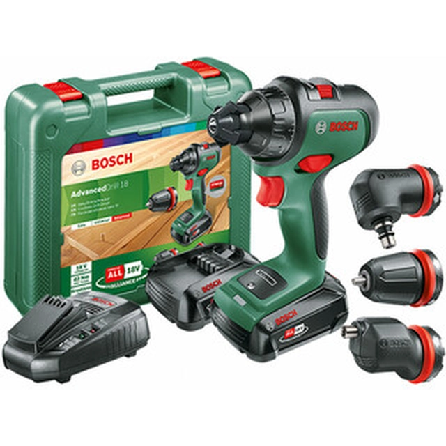 Bosch AdvancedDrill 18 akumulatora urbjmašīna ar patronu 18 V | 24 Nm/36 Nm | Oglekļa brushless | 2 x 2,5 Ah akumulators + lādētājs | Čemodānā