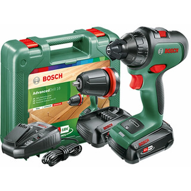 Bosch AdvancedDrill 18 cordless drill driver with chuck 18 V | 24 Nm/36 Nm | Carbon Brushless | 2 x 2,5 Ah battery + charger | In a suitcase