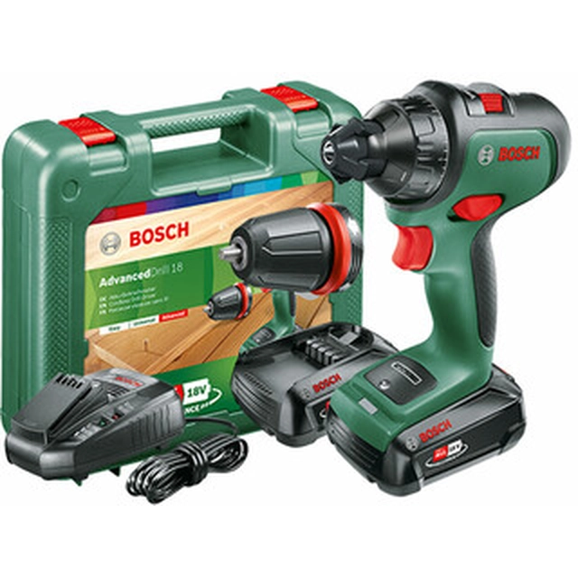 Bosch AdvancedDrill 18 perceuse-visseuse sans fil avec mandrin 18 V | 24 Nm/36 Nm | Carbone sans balais | 2 x 2,5 Ah batterie + chargeur | Dans une valise