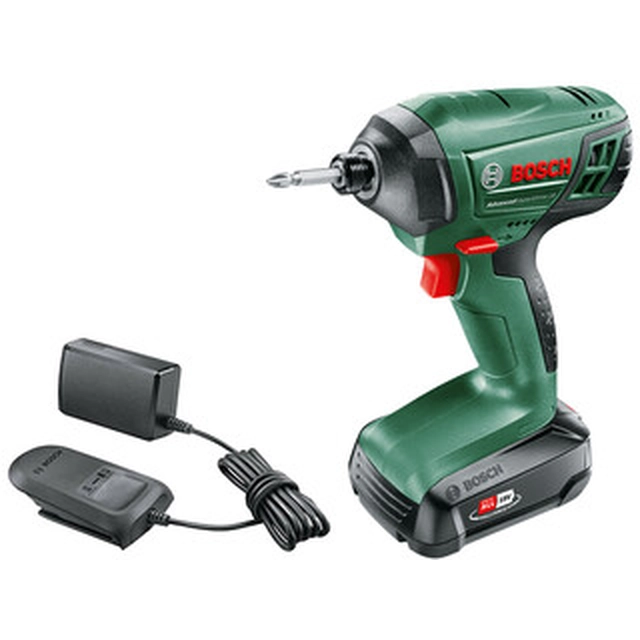 Bosch AdvancedImpactDrive 18 ledningsfri slagdriver med bitholder 18 V | 130 Nm | 1/4 tommer | Kulbørste | 1 x 1,5 Ah batteri + oplader | I en papkasse