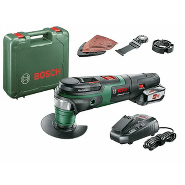 Bosch AdvancedMulti 18 cordless multifunctional machine vibrating 18 V | 10000 - 20000 1/min | 2,8 ° | Carbon brush | 1 x 2,5 Ah battery + charger | In a suitcase