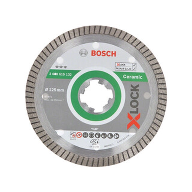 Bosch Best for Ceramic X-LOCK deimantinis pjovimo diskas 125 x 22,23 mm